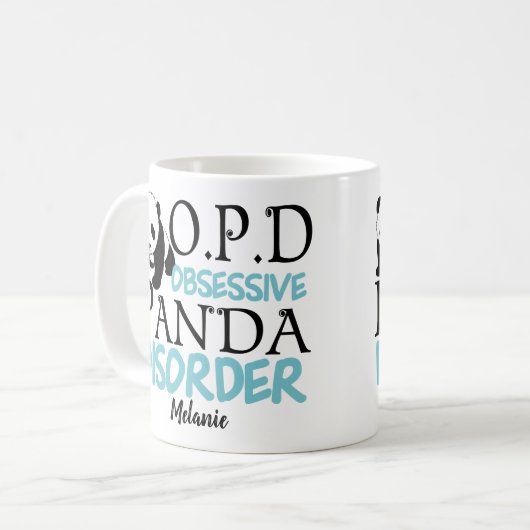 Cute Panda Beer Lover Monogram Koffiemok (Voorkant links)