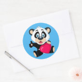 Cute Panda Beer met hart Ronde Sticker (Envelop)