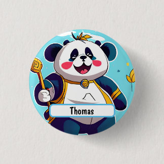 Cute Panda-Beer met  Nametag Ronde Button 3,2 Cm