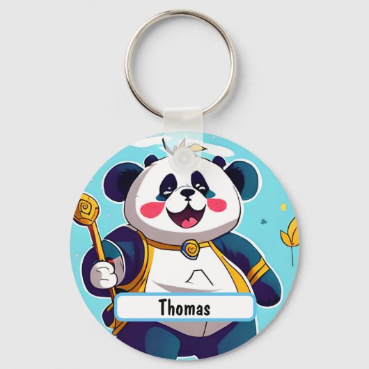 Cute Panda Beer met  Nametag Sleutelhanger (Voorkant)