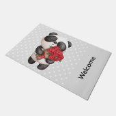 Cute Panda-Beer met Roos Deurmat (Schuin)