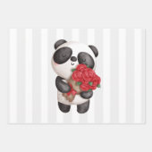 Cute Panda-Beer met Roos Inpakpapier Vel (Voorkant)