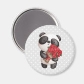 Cute Panda-Beer met Roos Magneet (Voorkant / Achterkant)