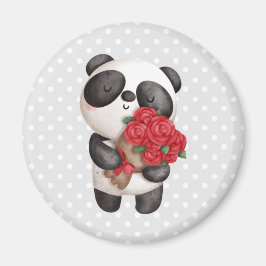Cute Panda-Beer met Roos Magneet