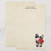 Cute Panda Beer met Rose Bouquet (Voorkant / Achterkant)