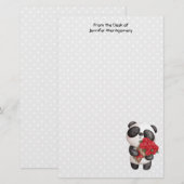 Cute Panda Beer met Rose Bouquet (Voorkant / Achterkant)