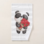 Cute Panda Beer met Rose Bouquet Bad Handdoek (Handdoek)