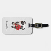 Cute Panda Beer met Rose Bouquet Bagagelabel (Voorkant horizontaal)