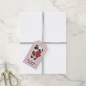 Cute Panda Beer met Rose Bouquet Birthday Cadeaulabel (Met Touw)