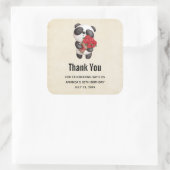 Cute Panda Beer met Rose Bouquet Birthday Vierkante Sticker (Tas)