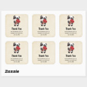 Cute Panda Beer met Rose Bouquet Birthday Vierkante Sticker (Vel)