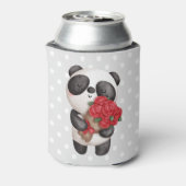 Cute Panda Beer met Rose Bouquet Blikjeskoeler (Blikje Achterkant)