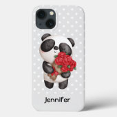 Cute Panda Beer met Rose Bouquet Case-Mate iPhone Case (Achterkant)