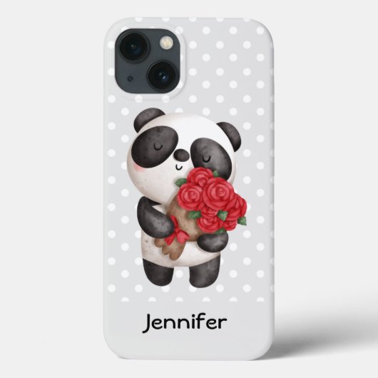 Cute Panda Beer met Rose Bouquet Case-Mate iPhone Case (Achterkant)