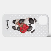 Cute Panda Beer met Rose Bouquet Case-Mate iPhone Case (Achterkant (horizontaal))