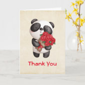 Cute Panda Beer met Rose Bouquet Dank je Kaart (Gele Bloem)