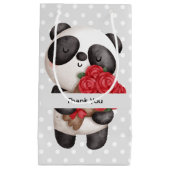 Cute Panda Beer met Rose Bouquet Dank je Klein Cadeauzakje (Voorkant)