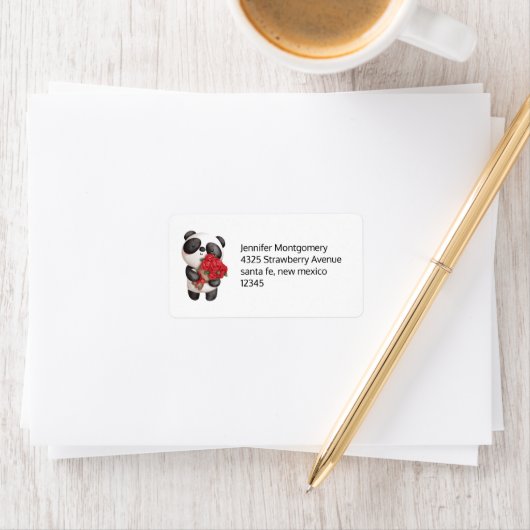 Cute Panda Beer met Rose Bouquet Etiket (Insitu)