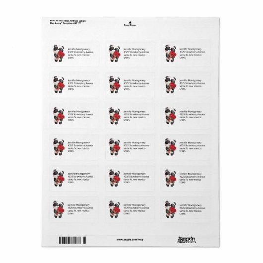 Cute Panda Beer met Rose Bouquet Etiket (Full Sheet)