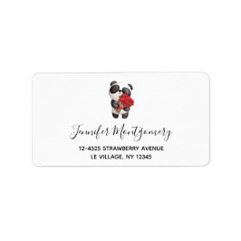 Cute Panda Beer met Rose Bouquet Etiket