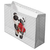 Cute Panda Beer met Rose Bouquet Groot Cadeauzakje (Voorkant Gekanteld)