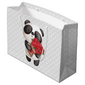 Cute Panda Beer met Rose Bouquet Groot Cadeauzakje (Achterkant Gekanteld)