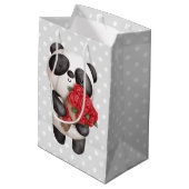 Cute Panda Beer met Rose Bouquet Medium Cadeauzakje (Achterkant Gekanteld)