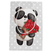 Cute Panda Beer met Rose Bouquet Medium Cadeauzakje (Achterkant)