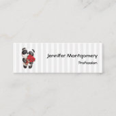 Cute Panda Beer met Rose Bouquet Mini Visitekaartje (Voorkant)