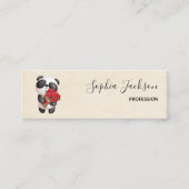 Cute Panda Beer met Rose Bouquet Mini Visitekaartje (Voorkant)