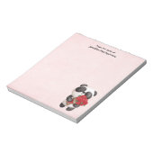 Cute Panda Beer met Rose Bouquet Notitieblok (Linkerzijde)