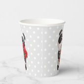 Cute Panda Beer met Rose Bouquet Papieren Bekers (Rechts)