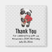 Cute Panda Beer met Rose Bouquet Party Dank je Magneet (Voorkant)