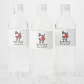 Cute Panda Beer met Rose Bouquet Party Waterfles Etiket (Flessen)