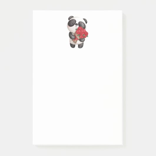 Cute Panda Beer met Rose Bouquet Post-it® Notes (Voorkant)