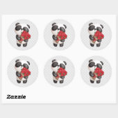 Cute Panda Beer met Rose Bouquet Ronde Sticker (Vel)