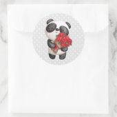 Cute Panda Beer met Rose Bouquet Ronde Sticker (Tas)