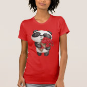 Cute Panda Beer met Rose Bouquet T-shirt (Voorkant)