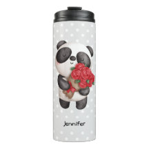 Cute Panda Beer met Rose Bouquet