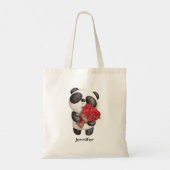 Cute Panda Beer met Rose Bouquet Tote Bag (Achterkant)