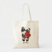 Cute Panda Beer met Rose Bouquet Tote Bag (Voorkant)
