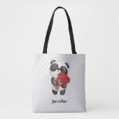 Cute Panda Beer met Rose Bouquet Tote Bag (Voorkant)
