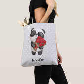 Cute Panda Beer met Rose Bouquet Tote Bag (Dichtbij)