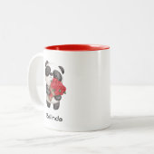 Cute Panda Beer met Rose Bouquet Tweekleurige Koffiemok (Voorkant links)