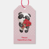 Cute Panda Beer met Rose Bouquet Valentijns Cadeaulabel (Voorkant)