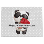 Cute Panda Beer met Rose Bouquet Valentijns Groot Cadeauzakje (Voorkant)