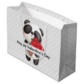 Cute Panda Beer met Rose Bouquet Valentijns Groot Cadeauzakje (Achterkant Gekanteld)