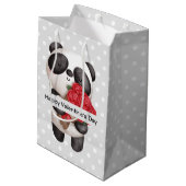 Cute Panda Beer met Rose Bouquet Valentijns Medium Cadeauzakje (Achterkant Gekanteld)