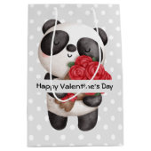 Cute Panda Beer met Rose Bouquet Valentijns Medium Cadeauzakje (Voorkant)