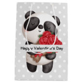Cute Panda Beer met Rose Bouquet Valentijns Medium Cadeauzakje (Achterkant)